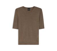 BOSS Slim-Fit Kurzarmpullover aus superfeiner Merinowolle - Style Farbella, 50544996 Braun XXL