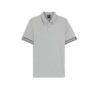 BOSS Slim-Fit Poloshirt aus Baumwolle mit gestreiften Ärmelbündchen - Style Polo Zone, 50544448 Hellgrau L