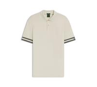 BOSS Slim-Fit Poloshirt aus Baumwolle mit gestreiften Ärmelbündchen - Style Polo Zone, 50544448 Natur M