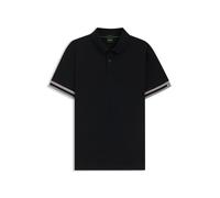BOSS Slim-Fit Poloshirt aus Baumwolle mit gestreiften Ärmelbündchen - Style Polo Zone, 50544448 Schwarz M