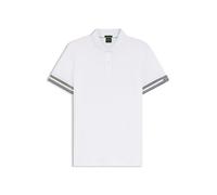BOSS Slim-Fit Poloshirt aus Baumwolle mit gestreiften Ärmelbündchen - Style Polo Zone, 50544448 Weiß S