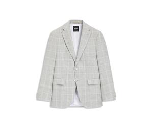 BOSS Slim-Fit Sakko aus kariertem Leinen und Schurwolle - Style H-Hutson-262, 50561880 Grau gemustert 52