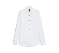 BOSS Slim-Fit Smokinghemd aus elastischer Baumwoll-Popeline mit bügelleichtem Finish - Style H-HANK-TUX3-DC-224, 50480070 Weiß 38