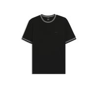 BOSS Slim-Fit T-Shirt aus merzerisierter Baumwolle mit Kontrast-Streifen - Style H-Tessler 200, 50543858 Schwarz S