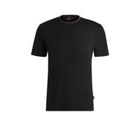 BOSS Slim-Fit T-Shirt aus merzerisierter Baumwolle mit Streifen am Kragen - Style H-Tessler 199, 50531793 Schwarz S