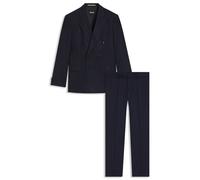 BOSS BLACK Huge Wool Double Breasted Pinstriped Suit Dark Blue Blau 54