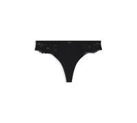BOSS Slip aus Spitze mit plissiertem Mesh und goldenem Anhänger - Style THONG_BLOSSOM, 50556195 Schwarz XL