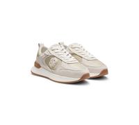 BOSS Sneakers aus Veloursleder und Kunstleder mit Eidechsen-Print - Style B Icon_Runn_sdlz, 50557740 Hellbeige 39