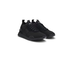 BOSS Sneakers aus verschiedenen Materialien mit gestricktem Obermaterial und Veloursleder-Details - Style Titanium_Runn_knst_N, 50498245 Schwarz 48