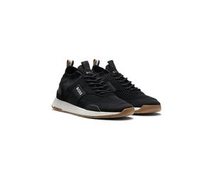 BOSS Sneakers aus verschiedenen Materialien mit gestricktem Obermaterial und Veloursleder-Details - Style Titanium_Runn_knst_N, 50498245 Schwarz 41