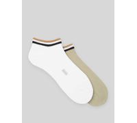 BOSS Zweierpack Sneakers-Socken mit Signature-Streifen an den Bündchen - Style 2P AS Uni stripe CC, 50491192 Weiß / Grün 39-42