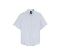 Kurzarmhemd BOSS GREEN "Motion S", Herren, Gr. M, N-Gr, open blau460, Jersey, Obermaterial: 100% Baumwolle, unifarben, regular fit normal, Rundhals, abgesteppte Kante, Hemden, Regular Fit, Button-down
