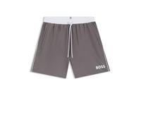 Hugo Boss Badeshorts Starfish, schnell trocknend, Logo-Print, Microfaser, Herren M dunkelgrau