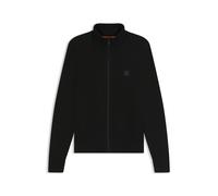 BOSS Strickjacke aus Baumwolle mit Kaschmir-Anteil und Logoaufnäher - Style Kanozip_S, 50543692 Schwarz XXL