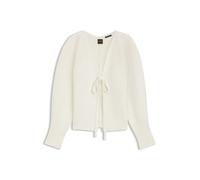 BOSS Strickjacke mit Krawatten-Vorderseite und Ballonärmel in Rippstrick - Style C_Fumm, 50554657 Weiß XS