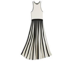 BOSS Strickkleid mit zweifarbigem Plissee-Rock - Style Falendula, 50553253 Weiß / Schwarz M