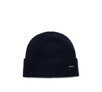BOSS Strickmütze aus Kaschmir mit metallener Logo-Applikation - Style Honesto_Hat, 50548851 Dunkelblau ONESI
