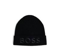 BOSS Strickmütze aus Schurwolle mit Logo-Stickerei - Style Lara_hat, 50497815 Schwarz ONESI
