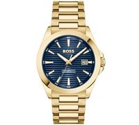 BOSS Goldfarbene Uhr mit blauem geriffeltem Zifferblatt - Style STRIKE, HB1514172 Gold ONESI