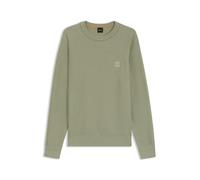 BOSS Strukturierter Pullover aus Baumwolle und Kaschmir mit Logo-Aufnäher - Style Anion_S, 50527584 Hellgrün L