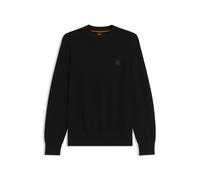 BOSS Strukturierter Pullover aus Baumwolle und Kaschmir mit Logo-Aufnäher - Style Anion_S, 50527584 Schwarz XXXL
