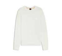 BOSS Strukturierter Pullover aus Baumwolle und Kaschmir mit Logo-Aufnäher - Style Anion_S, 50527584 Weiß L