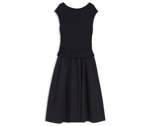 BOSS Strukturiertes Jersey-Kleid mit Popeline-Rock - Style Estruci, 50565542 Dunkelblau S