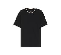 BOSS T-Shirt aus Baumwoll-Piqué mit gestreiftem Kragen - Style C-Taut 40, 50559847 Schwarz M