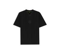 BOSS T-Shirt aus Baumwolle mit strukturierten Streifen - Style TS_BB BC Lux GRX, 50554645 Schwarz L