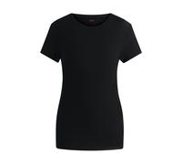 BOSS T-Shirt aus Leinen mit U-Ausschnitt und Raffung am Rücken - Style C_Evelina, 50540431 Schwarz S