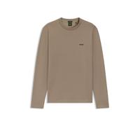 BOSS T-Shirt mit langen Ärmeln aus Stretch-Baumwolle mit Kontrast-Logo - Style Tee Long, 50506365 Hellbraun XXXL