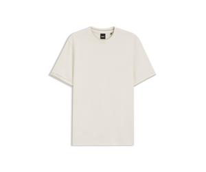 BOSS T-Shirt aus strukturierter Baumwolle mit Streifen an den Bündchen - Style C-Taut 90, 50564942 Natur M