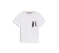 BOSS T-Shirt für Kids aus Baumwolle mit Signature-Streifen an der Tasche - Style J52895/10P02A, J52895 Weiß 74