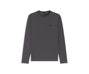 BOSS T-Shirt mit langen Ärmeln aus Stretch-Baumwolle mit Kontrast-Logo - Style Tee Long, 50506365 Dunkelgrau XXXL