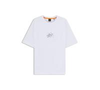 T-Shirt BOSS ORANGE "Te voyage", Herren, Gr. XL, weiß (weiß100), Single Jersey, Obermaterial: 100% Baumwolle, unifarben, casual, regular fit hüftlang, Rundhals, Kurzarm, Shirts, mit coolem Logo-Druck