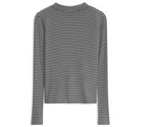 BOSS Top aus Baumwoll-Krepp mit Stehkragen und Streifen-Dessin - Style Emarika, 50562165 Weiß / Schwarz M