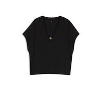 BOSS Top aus Krepp mit V-Ausschnitt und Schließe mit Double-B-Monogramm - Style Double B_Top, 50557041 Schwarz S