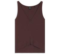 BOSS Top mit V-Ausschnitt aus Baumwolle und Leinen - Style Ecleita, 50558964 Dunkelbraun M