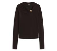 BOSS Top mit V-Ausschnitt und metallenem Detail am Ausschnitt - Style Edonya, 50568618 Braun XL