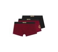 BOSS Eng anliegende Boxershorts aus Stretch-Baumwolle im Dreierpack - Style Trunk 3P CNY, 50558864 Schwarz / Rot M
