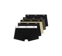 BOSS Fünferpack eng anliegende Boxershorts mit kurzem Bein aus Stretch-Baumwolle mit Logos am Bund - Style Trunk 5P Essential, 50531660 Schwarz / Dunkelblau XXL