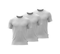 T-Shirt mit geripptem Stehkragen im 3er-Pack L men Weiss