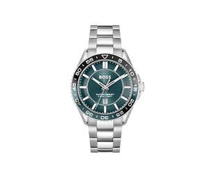 BOSS Uhr mit DREI-Zeiger-Quarzwerk und Kalender für Herren Kollektion Runner 3H mit Silbernes Edelstahlarmband - 1514208