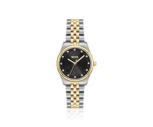 BOSS Uhr mit schwarzem Zifferblatt und zweifarbigem Gliederarmband - Style GRACEFUL PRECIOUS, 58565073 Silberfarben ONESI
