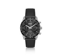 BOSS Uhr mit Zifferblatt und Lederarmband in Schwarz - Style TOURMASTER, 58564960 Schwarz ONESI