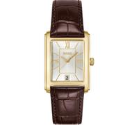 BOSS Uhr mit silber-weißem Zifferblatt und Lederarmband - Style PRINCIPLE DRESS, 58567526 Braun ONESI