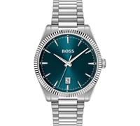 Quarzuhr BOSS "CHESWICK", silberfarben, blau, Armbanduhren, Herren, Quarzuhr, Armbanduhr, Herrenuhr, Edelstahlarmband, analog, Tag (39406715-0) silberfarben, blau