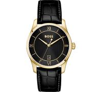 Quarzuhr BOSS "PRINCIPLE", schwarz, Armbanduhren, Herren, Quarzuhr, Armbanduhr, Damenuhr, Herrenuhr, Lederarmband, analog, Tag (56253412-0) schwarz