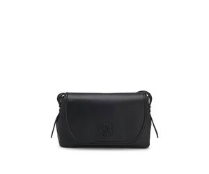 BOSS Umhängetasche aus genarbtem Kunstleder mit Double-B-Monogramm - Style Anett Flap Crossbody, 50567599 Schwarz ONESI