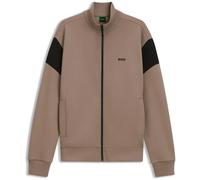BOSS Sweatjacke aus Baumwoll-Mix mit Reißverschluss und kontrastierenden Einsätzen - Style SW_Union Skaz, 50563313 Hellbraun XL